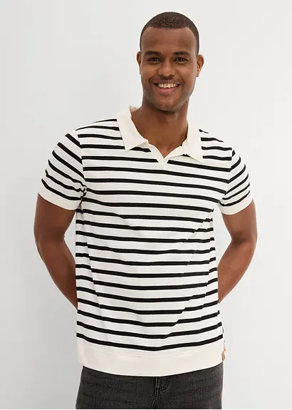 Bonprix Tolles Poloshirt Mit Bündchen Und Einem Kleinen Lederimitat Label