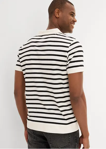 Bonprix Tolles Poloshirt Mit Bündchen Und Einem Kleinen Lederimitat Label