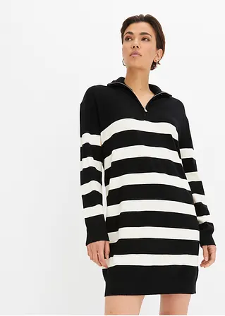 Bonprix Tolles Strickkleid Mit Streifen - Schwarz - Damen
