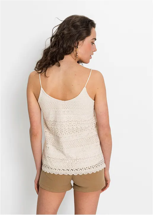Bonprix Top Aus Spitze Mit Spaghetti-Trägern - Beige - Damen