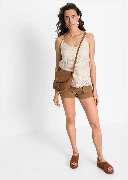 Bonprix Top Aus Spitze Mit Spaghetti-Trägern - Beige - Damen