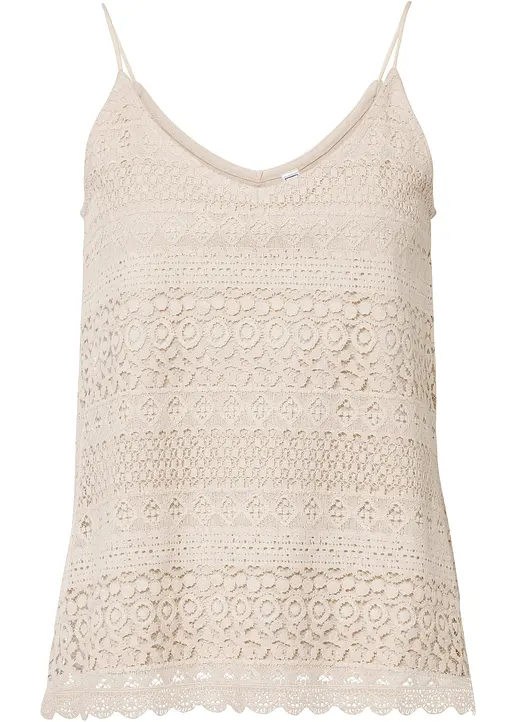 bonprix Top aus Spitze mit Spaghetti-Trägern - beige - Damen