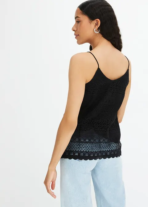 Bonprix Top Aus Spitze Mit Spaghetti-Trägern - Schwarz - Damen