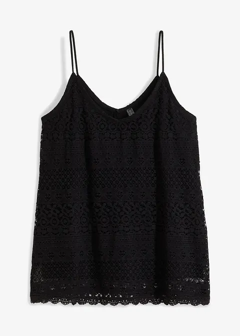 bonprix Top aus Spitze mit Spaghetti-Trägern - schwarz - Damen