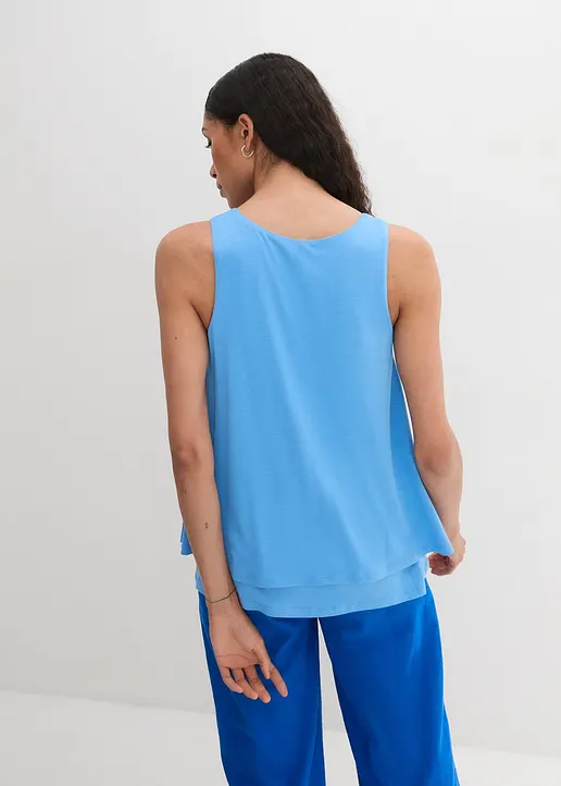 Bonprix Top Mit Rundhalsausschnitt Und A-Förmigem Schnitt - Blau - Damen