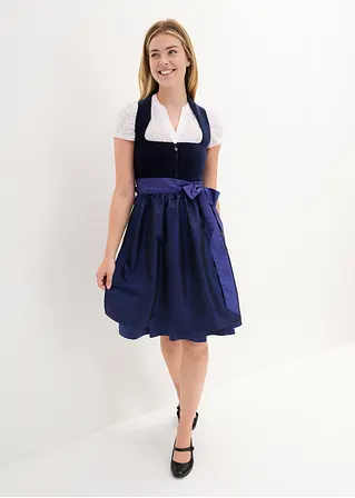 Bonprix Traditionelles Dirndl Mit Hochwertigen Samtmieder Und Changierender Schürze. Der Rock Ist Mit Einem Angenehmen Baumwollfutter Ausgestattet