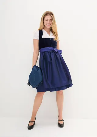 Bonprix Traditionelles Dirndl Mit Hochwertigen Samtmieder Und Changierender Schürze. Der Rock Ist Mit Einem Angenehmen Baumwollfutter Ausgestattet