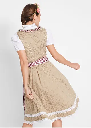 Bonprix Traditionelles Dirndl Mit Schürze - New Beige Gemustert