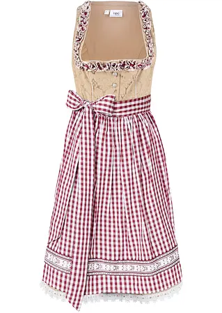 bonprix Traditionelles Dirndl mit Schürze - new beige gemustert