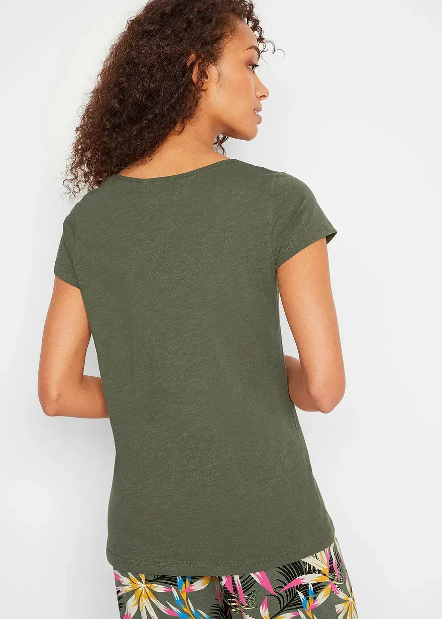 Bonprix Trageangenehmes Shirt Mit Dekorativem Druck - Grün