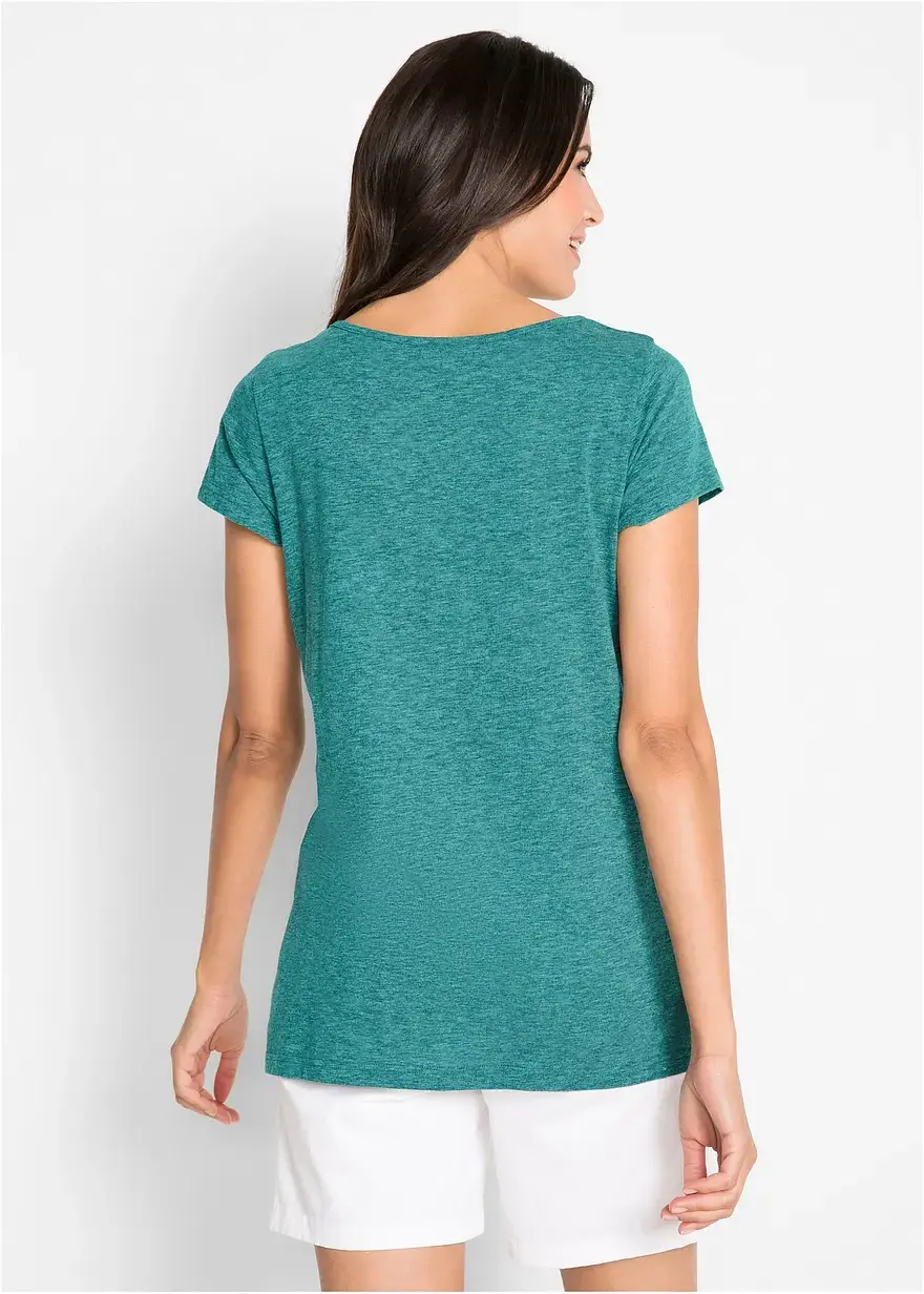 Bonprix Trageangenehmes Shirt Mit Dekorativem Druck - Petrol