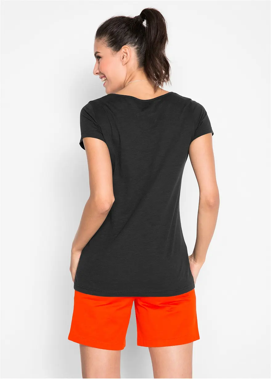 Bonprix Trageangenehmes Shirt Mit Dekorativem Druck - Schwarz