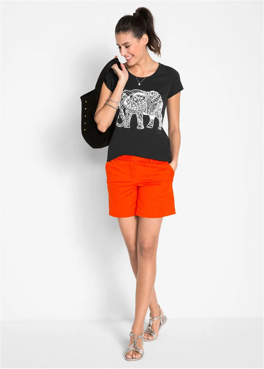 Bonprix Trageangenehmes Shirt Mit Dekorativem Druck - Schwarz
