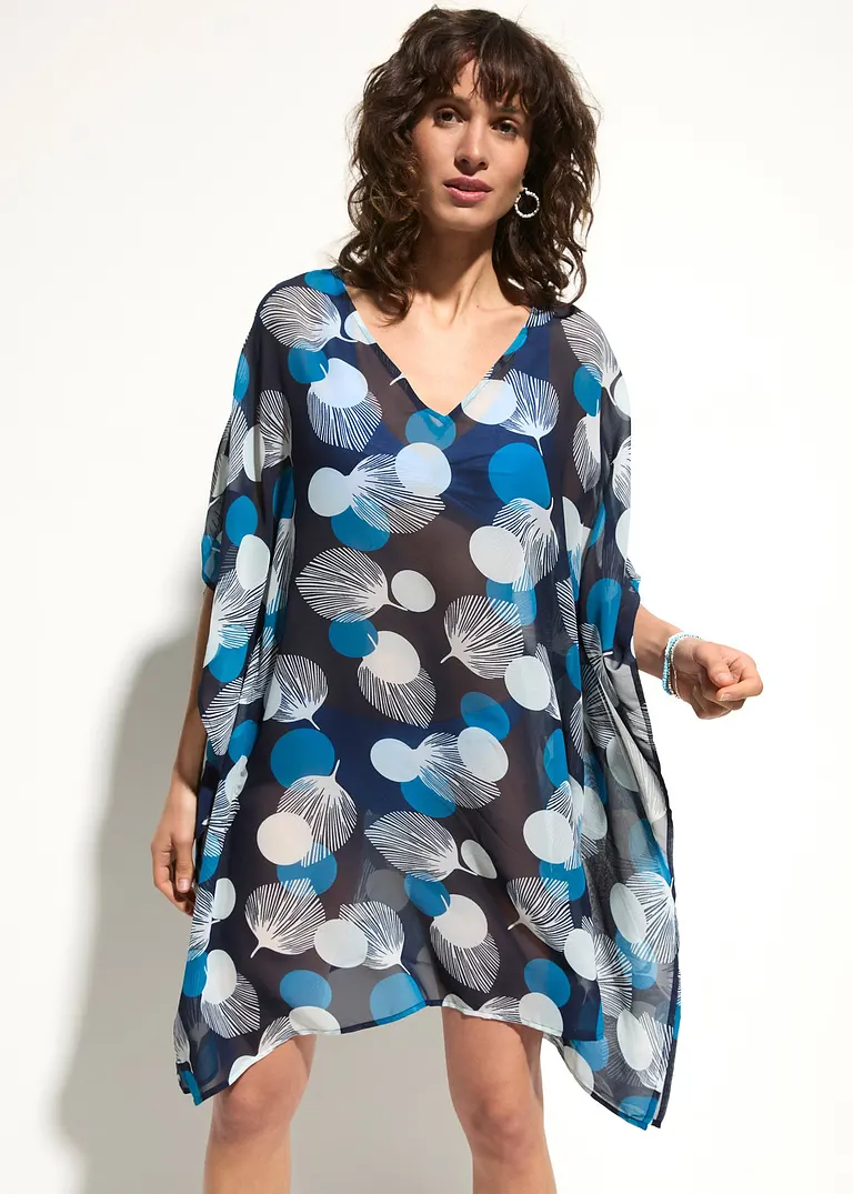 Bonprix Transparente Tunika Mit Tollem Druck - Blau - Damen