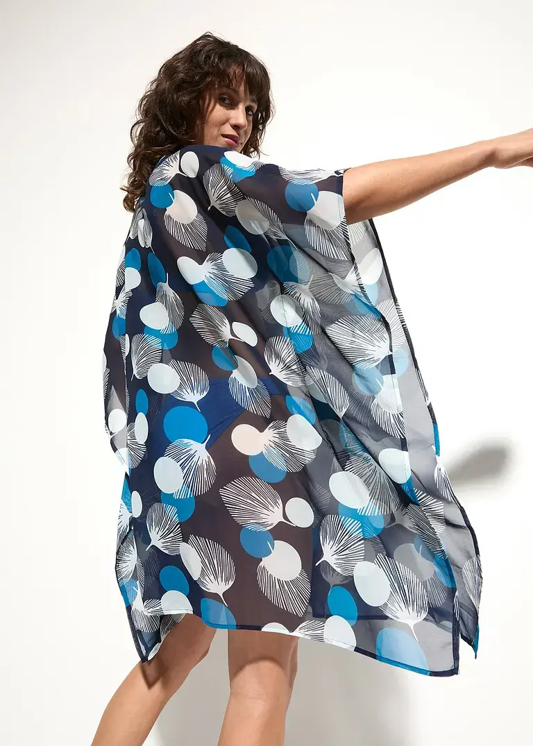 Bonprix Transparente Tunika Mit Tollem Druck - Blau - Damen