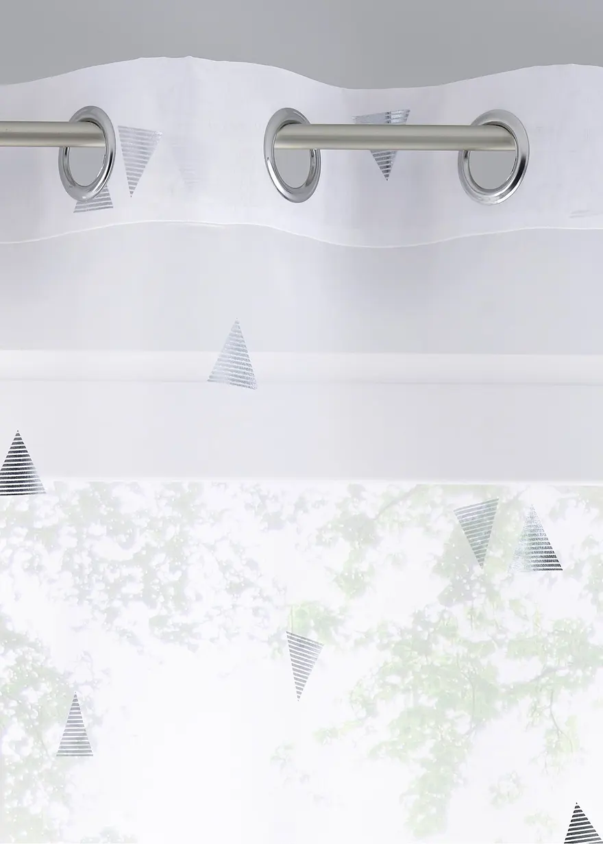 Bonprix Transparenter Gardinenschal Mit Glänzendem Druck - Weiß Ösen