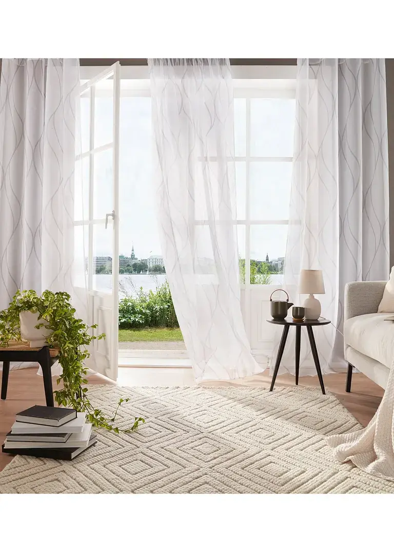 Bonprix Transparenter Gardinenschal Mit Modernem Druck