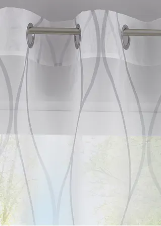 Bonprix Transparenter Gardinenschal Mit Modernem Druck - Weiß Ösen