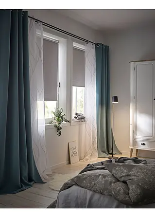 Bonprix Transparenter Gardinenschal Mit Modernem Druck - Weiß Ösen