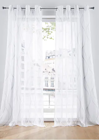 bonprix Transparenter Gardinenschal mit modernem Druck - weiß Ösen