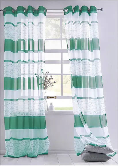 Bonprix Transparenter Gardinenschal Mit Querstreifen Druck (1er Pack)