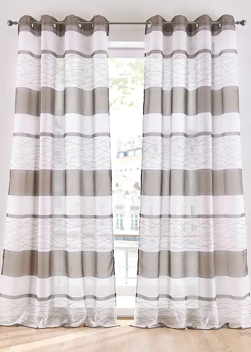 bonprix Transparenter Gardinenschal mit Querstreifen Druck (1er Pack)