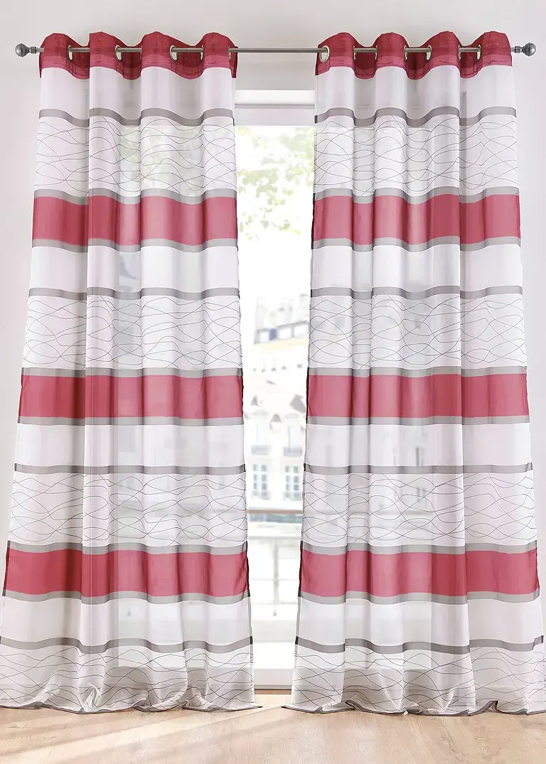 bonprix Transparenter Gardinenschal mit Querstreifen Druck (1er Pack)