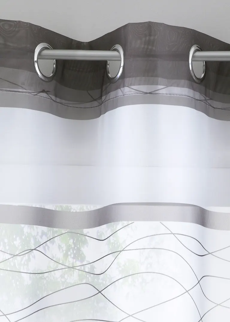 Bonprix Transparenter Gardinenschal Mit Querstreifen Druck (1er Pack)