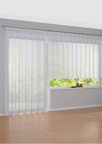 Bonprix Transparenter Store In Vielen Größen - Weiß Kräuselband