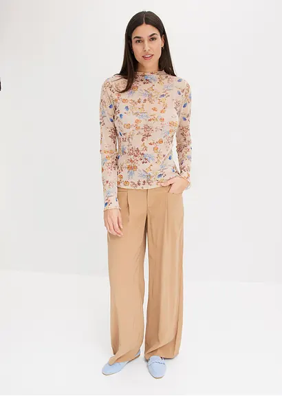 Bonprix Transparentes Shirt Mit Schönem Druck - Beige - Damen