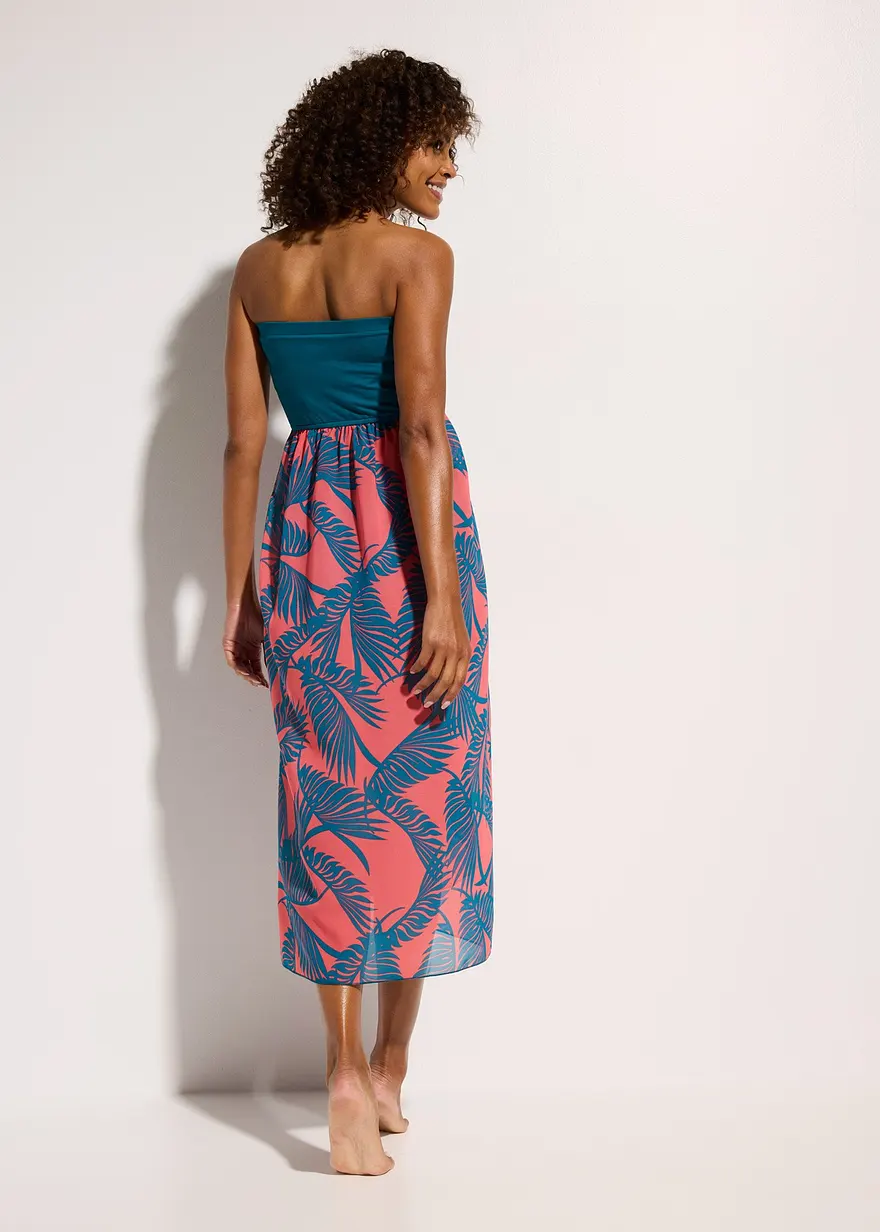 Bonprix Transparentes Strandkleid Mit Bandeau-Top - Petrol