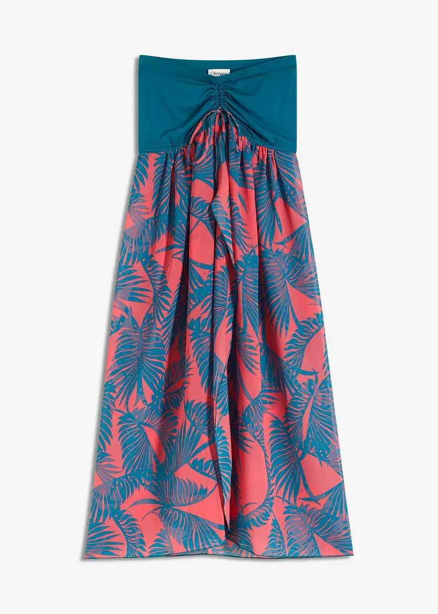 bonprix Transparentes Strandkleid mit Bandeau-Top - petrol