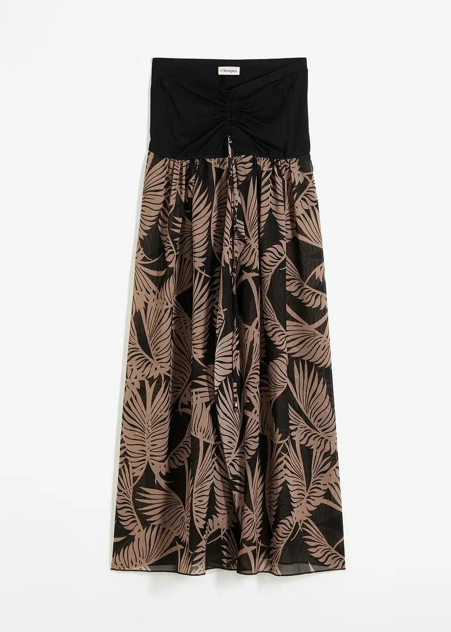 bonprix Transparentes Strandkleid mit Bandeau-Top - schwarz