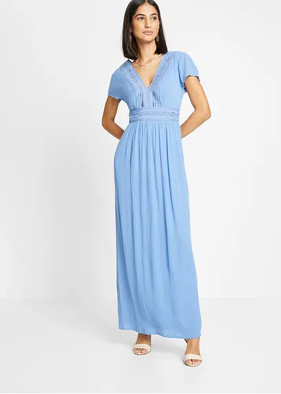 Bonprix Traumhaftes Sommerkleid Mit Gehäkelter Spitze - Blau