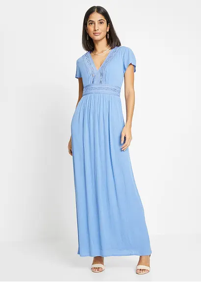 Bonprix Traumhaftes Sommerkleid Mit Gehäkelter Spitze - Blau