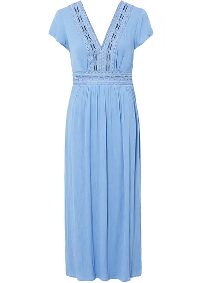 bonprix Traumhaftes Sommerkleid mit gehäkelter Spitze - blau