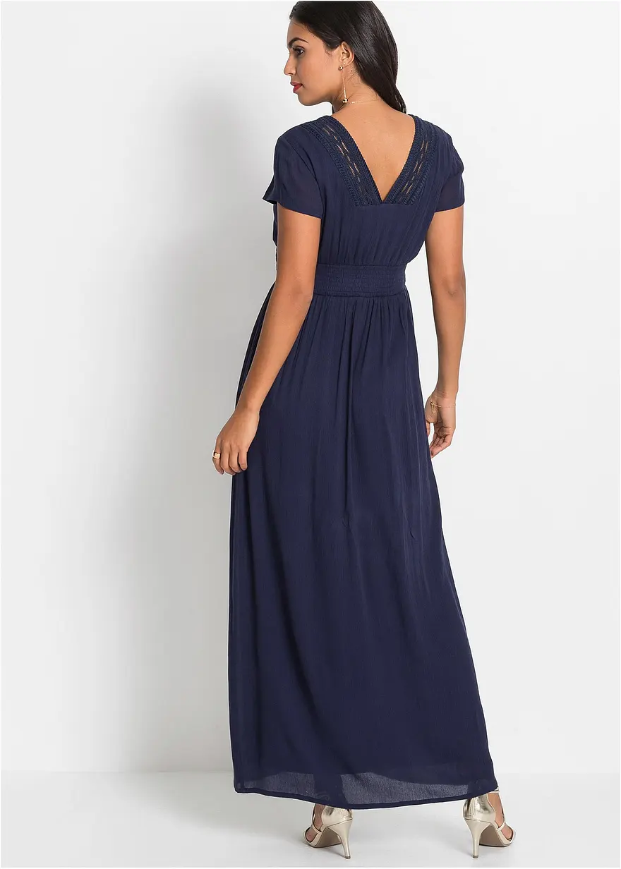 Bonprix Traumhaftes Sommerkleid Mit Gehäkelter Spitze - Blau Petite