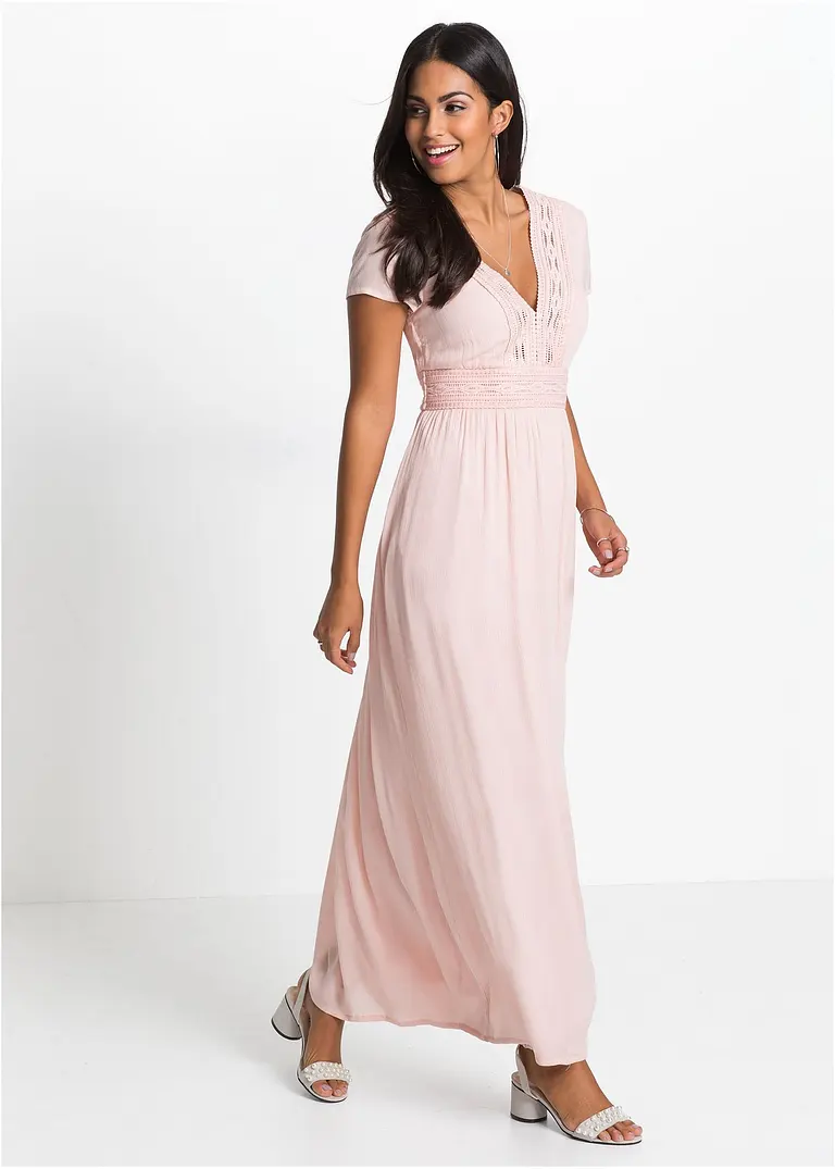 Bonprix Traumhaftes Sommerkleid Mit Gehäkelter Spitze - Rosa