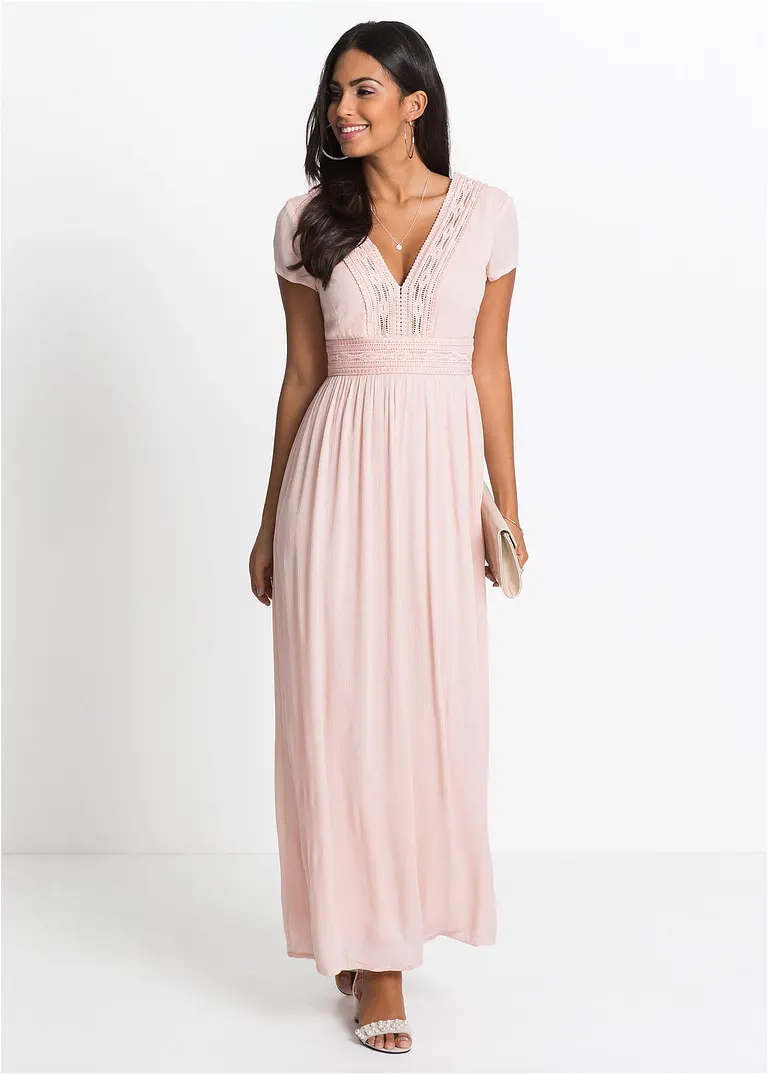 Bonprix Traumhaftes Sommerkleid Mit Gehäkelter Spitze - Rosa