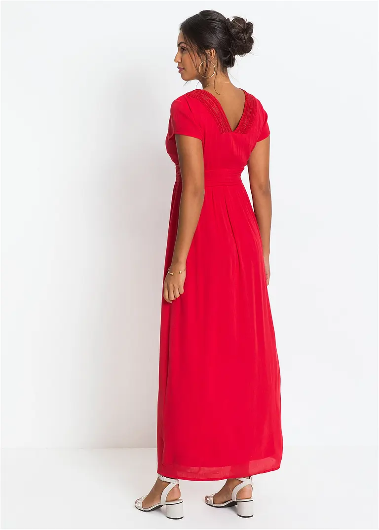 Bonprix Traumhaftes Sommerkleid Mit Gehäkelter Spitze - Rot Petite