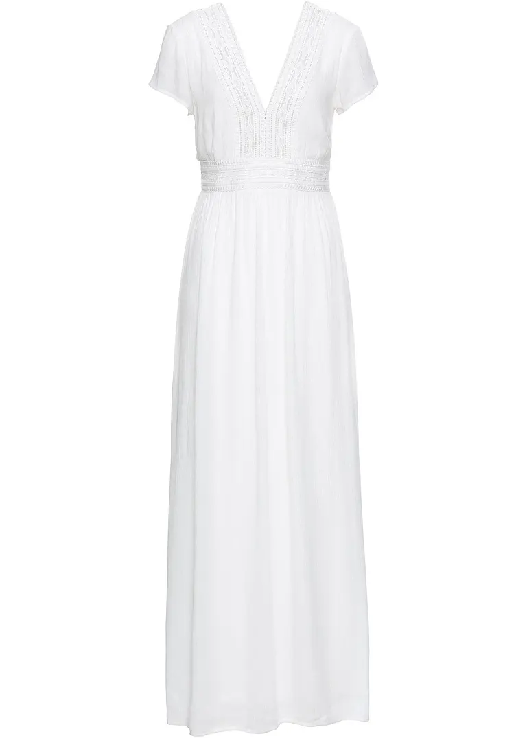 bonprix Traumhaftes Sommerkleid mit gehäkelter Spitze - weiß