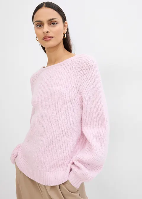 Bonprix Trendige Grobstrickjacke Von Beiden Seiten Tragbar - Lila