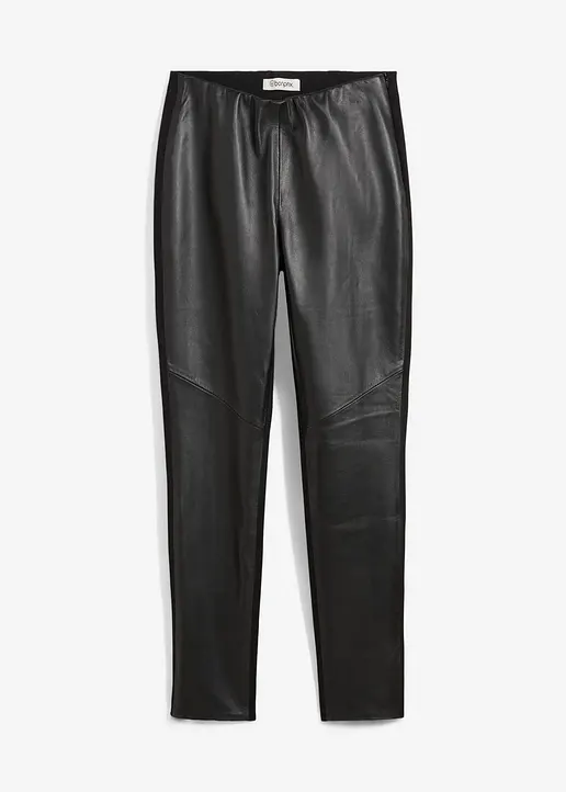 bonprix Trendige Lammnappa-Lederleggings mit elastischem Einsatz - Damen