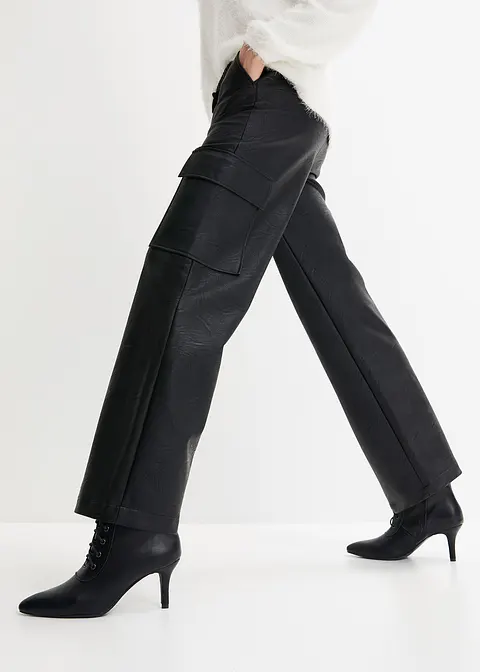 Bonprix Trendige Lederimitat-Hose Mit Elastischem Gummibund