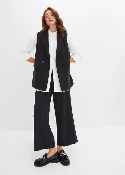 Bonprix Trendige Longbluse Mit Breiten Ärmelmanschetten. - Weiß