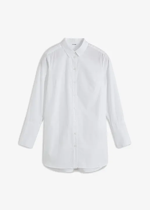 bonprix Trendige Longbluse mit breiten Ärmelmanschetten. - weiß
