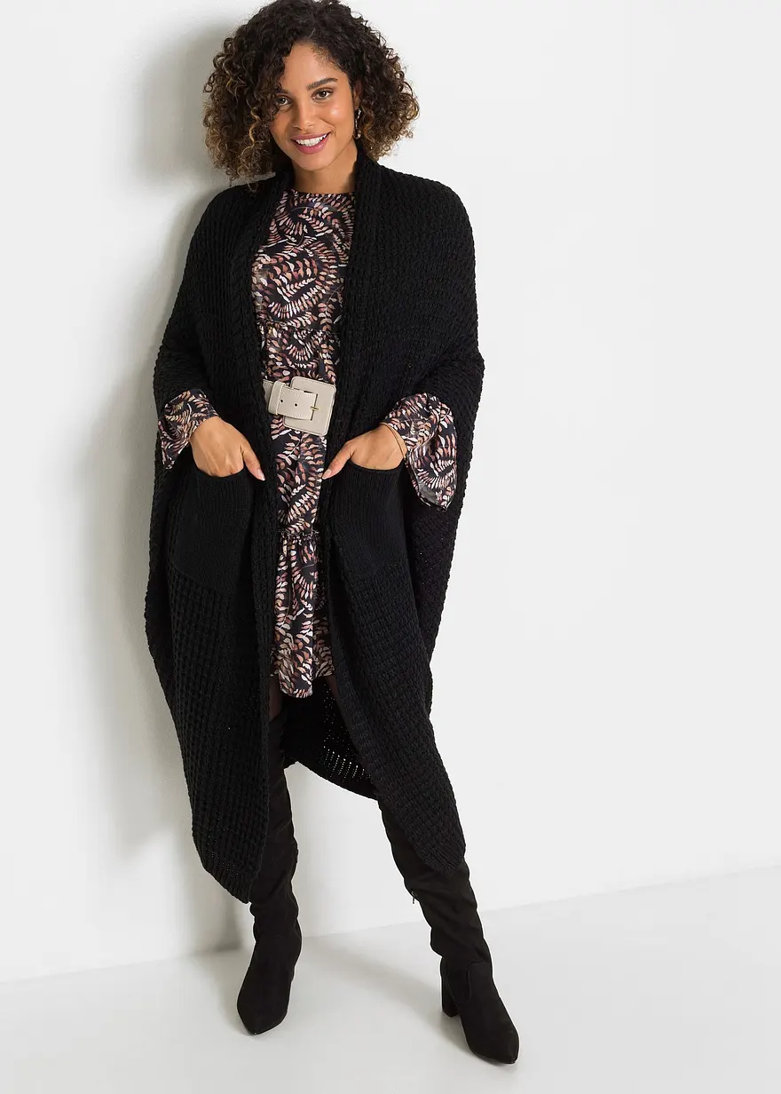 Bonprix Trendige Longstrickjacke Mit Asymetrischem Saum - Damen