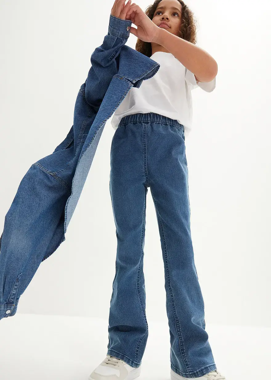 Bonprix Trendige Mädchen Jeggings Mid Waist - Blau - Kinder