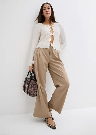 Bonprix Trendige Shirtjacke Aus Barcrepe Mit Bindedetail - Weiß