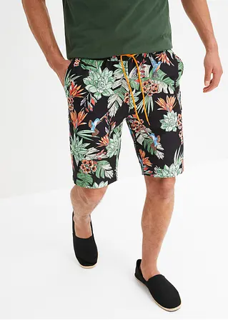 Bonprix Trendige Strand-Bermuda Mit Angesagtem Allover-Motiv - Schwarz